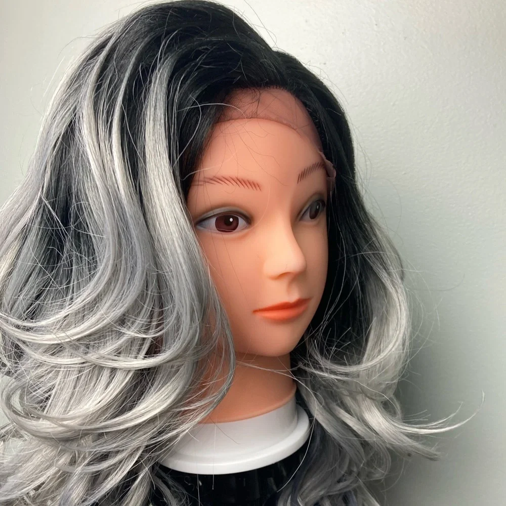 Black Grey Lace Front Wigs